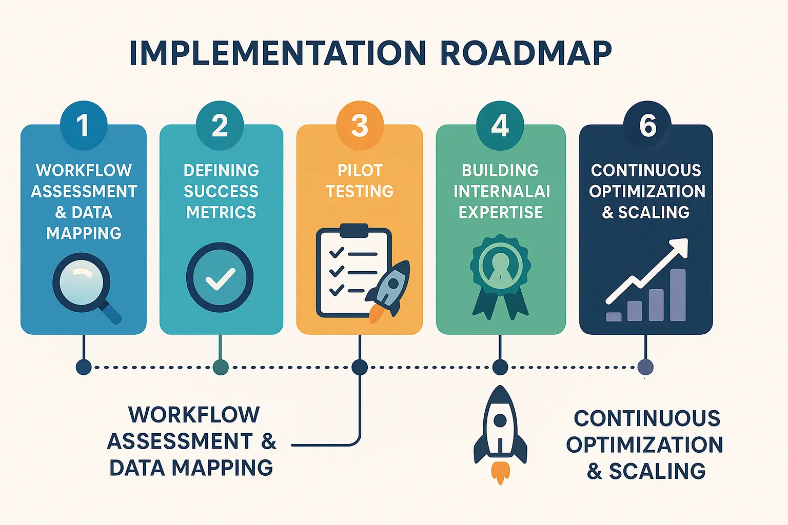 Step-by-step implementation roadmap that simplifies complex adoption challenges, providing lenders with a clear, actionable pathway for AI integration success.