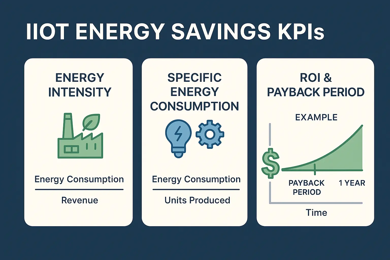 Financial modeling visualization that demystifies ROI calculations for IIoT investments, empowering informed budget approval and stakeholder buy-in.