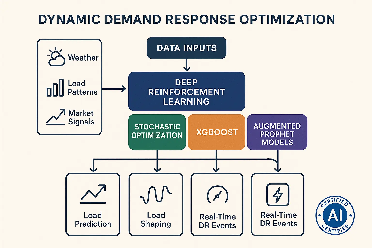 Visualizing how cutting-edge AI algorithms power intelligent demand response, demonstrating technical depth and trustworthy expertise.