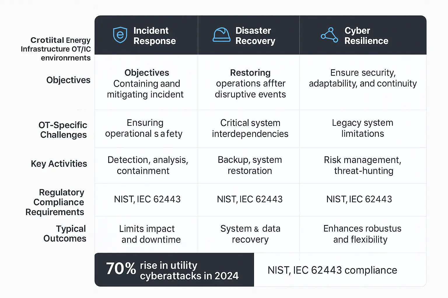 At a glance: Understand the distinct roles and integration points of IR, DR, and CR for energy OT security.